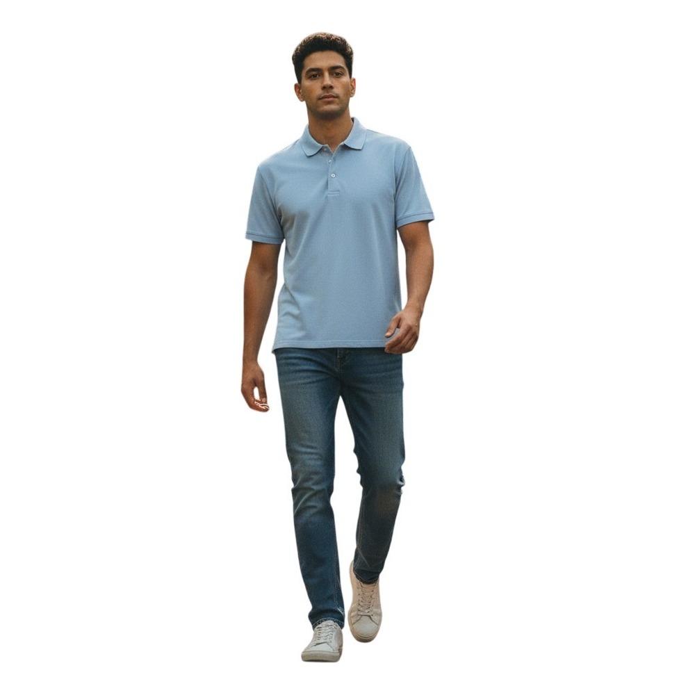 Donald Ross Polo Shirt Large Blue Short Sleeve Thistle Logo Sport Golf RN127277